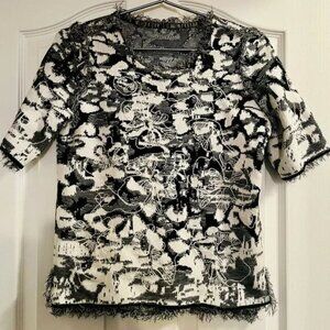 Black and White Patterned Knit Top